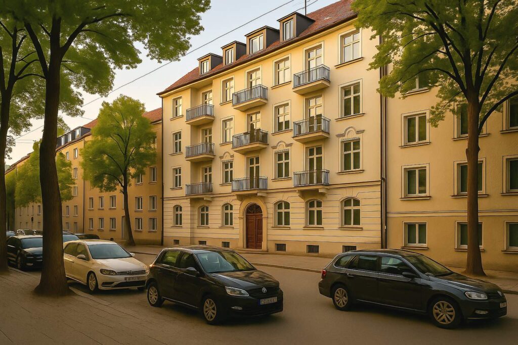 20250728 0945 straßenszene mit hauseingang remix 01k17zskfqe8gt1t9hfszb1h0q