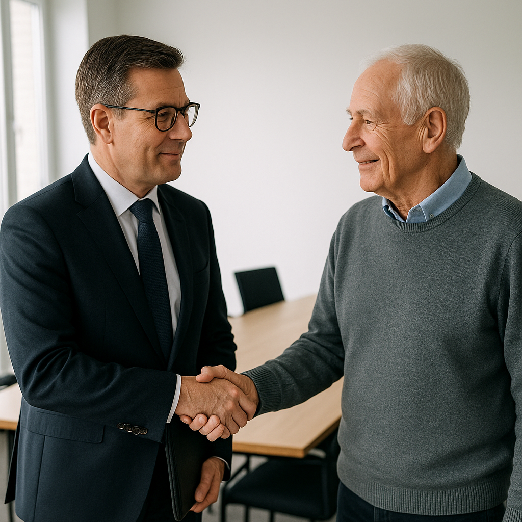 Handschlag Verwalter mit Eigentümer